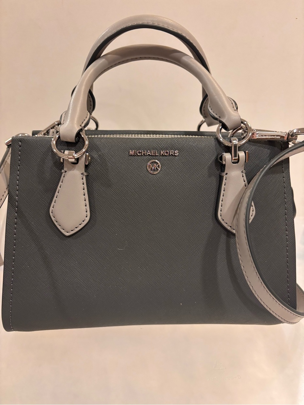 Michael Kors Marilyn Satchel Shoulder Crossbody Bag Color-Block Gray White